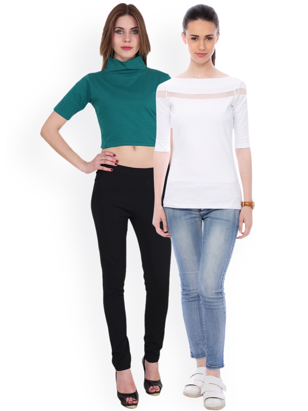 

SCORPIUS Women Pack of 2 Pure Cotton Tops, White