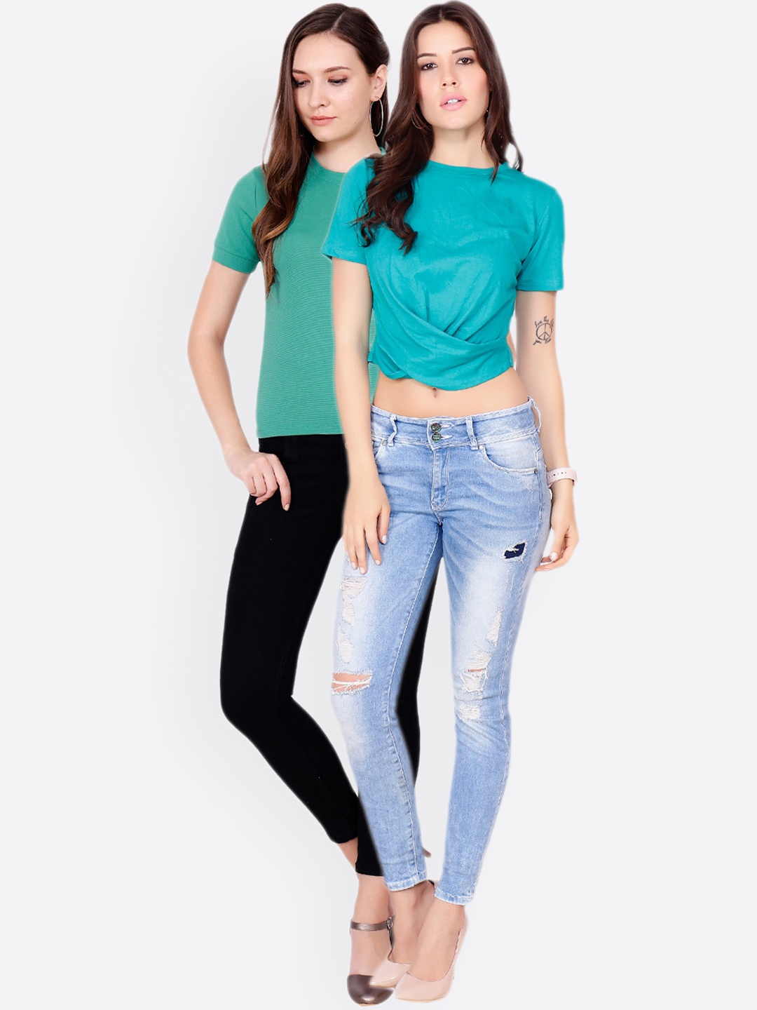 

SCORPIUS Women Pack of 2 Tops, Teal