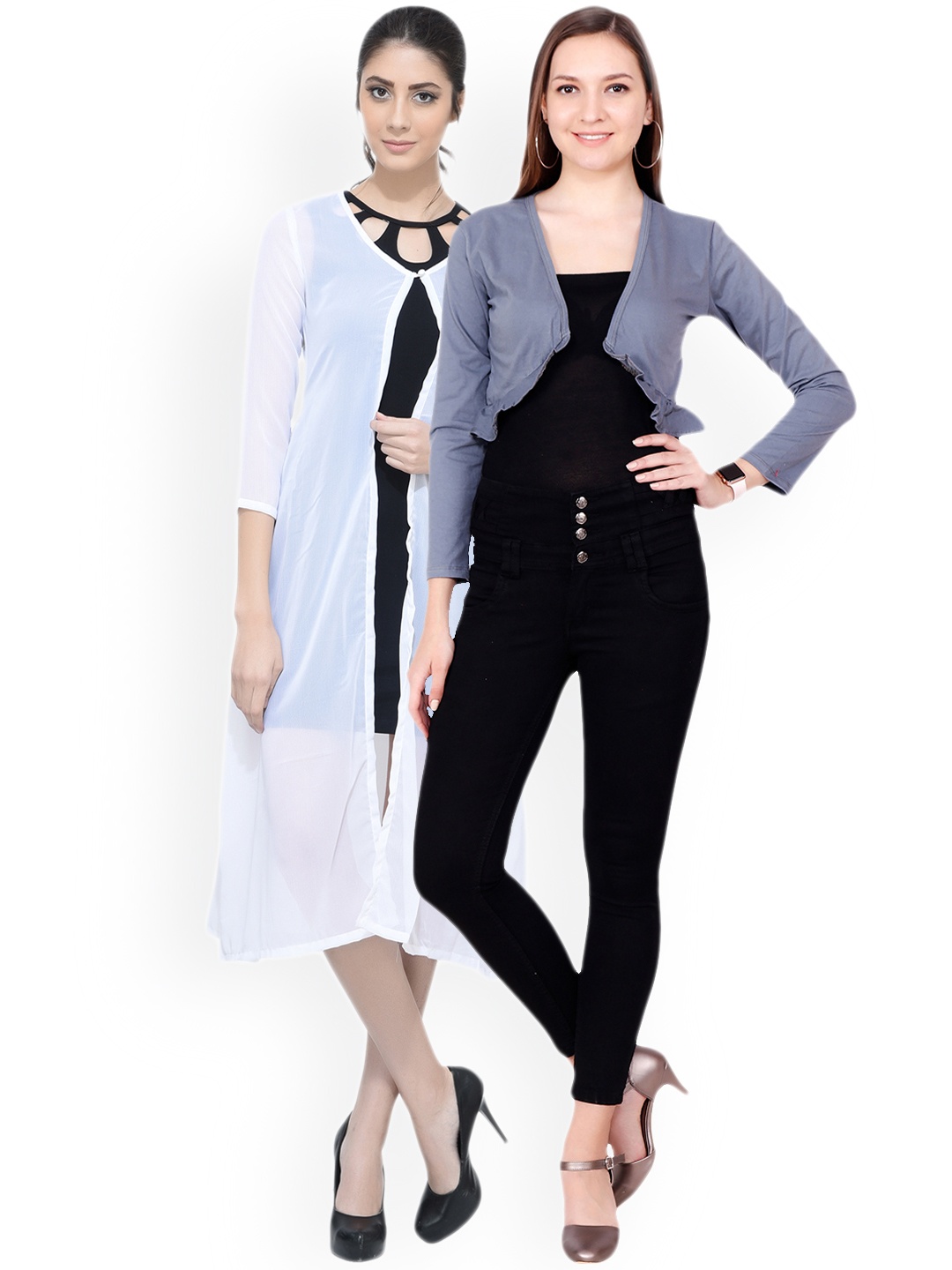 

SCORPIUS Women Pack of 2 Solid Open Front Shrugs, White