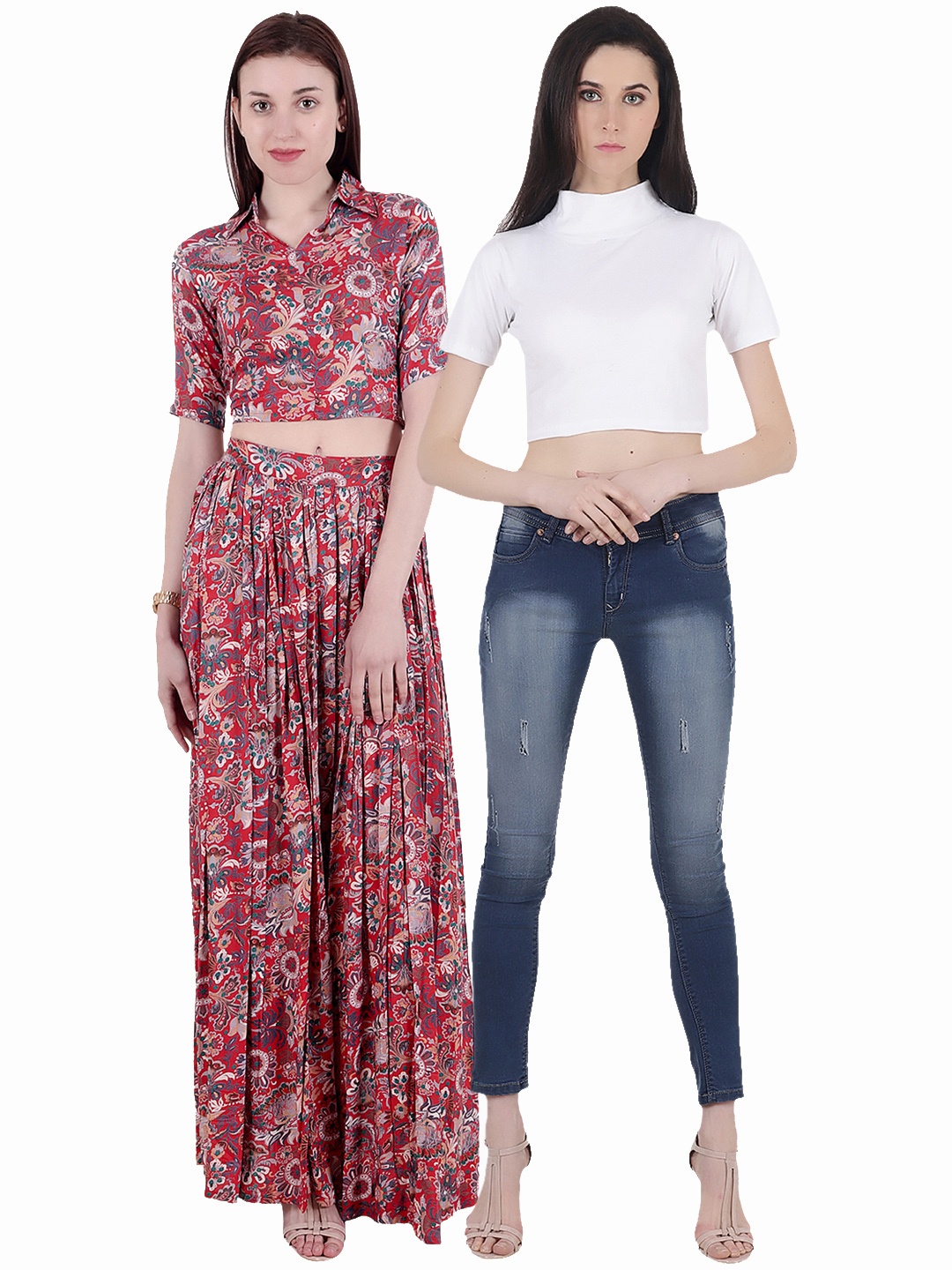 

SCORPIUS Women Pack of 2 Crop Tops, White