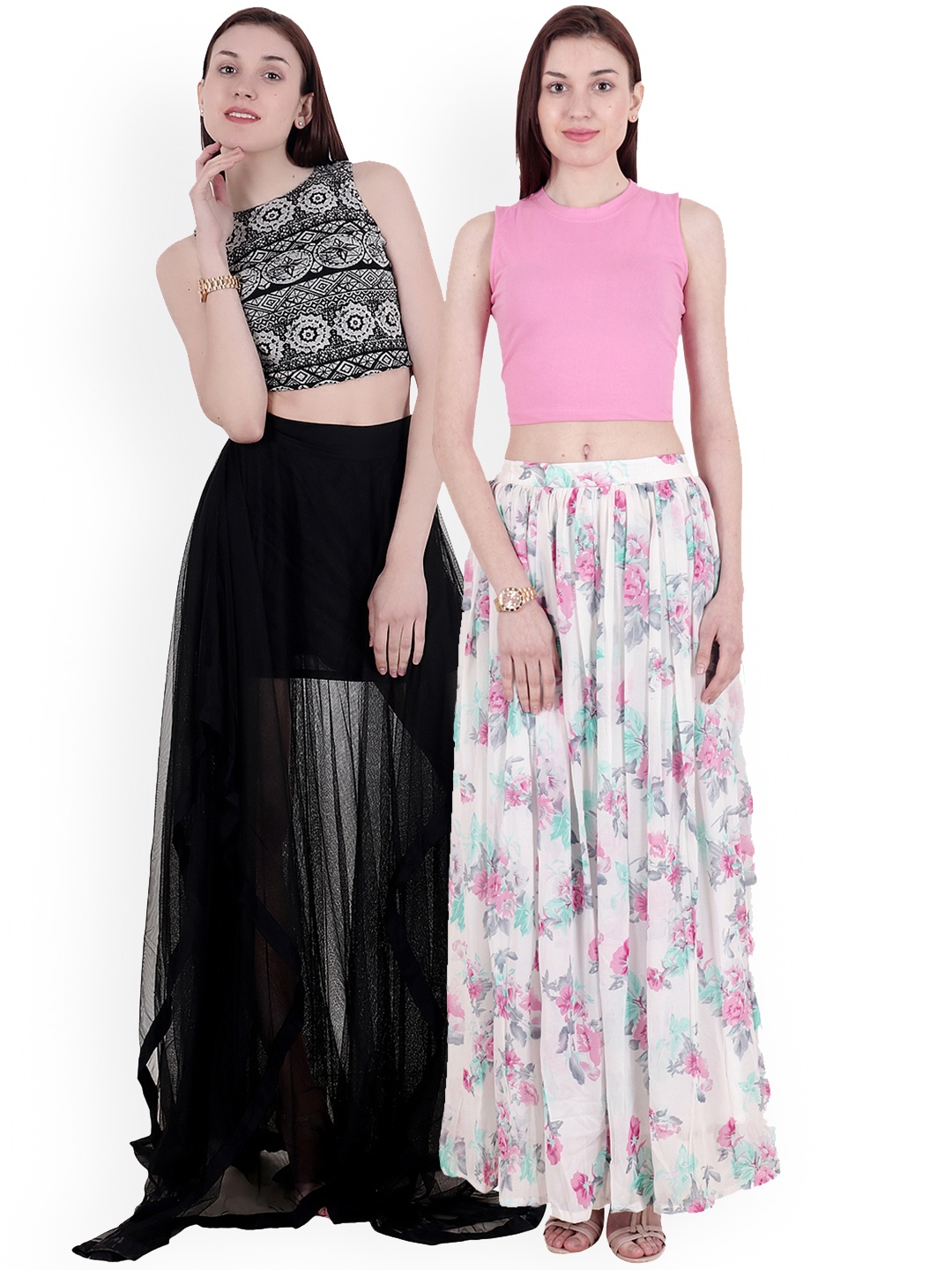 

SCORPIUS Women Pack of 2 Crop Tops, Black