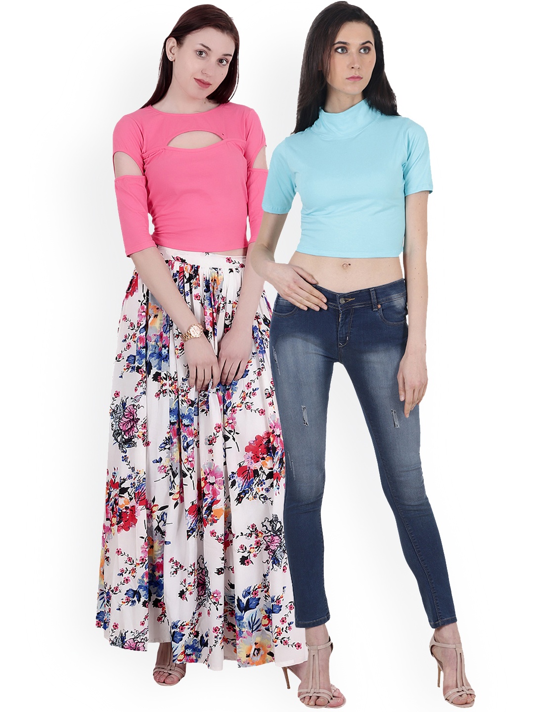 

SCORPIUS Women Pack of 2 Crop Tops, Blue