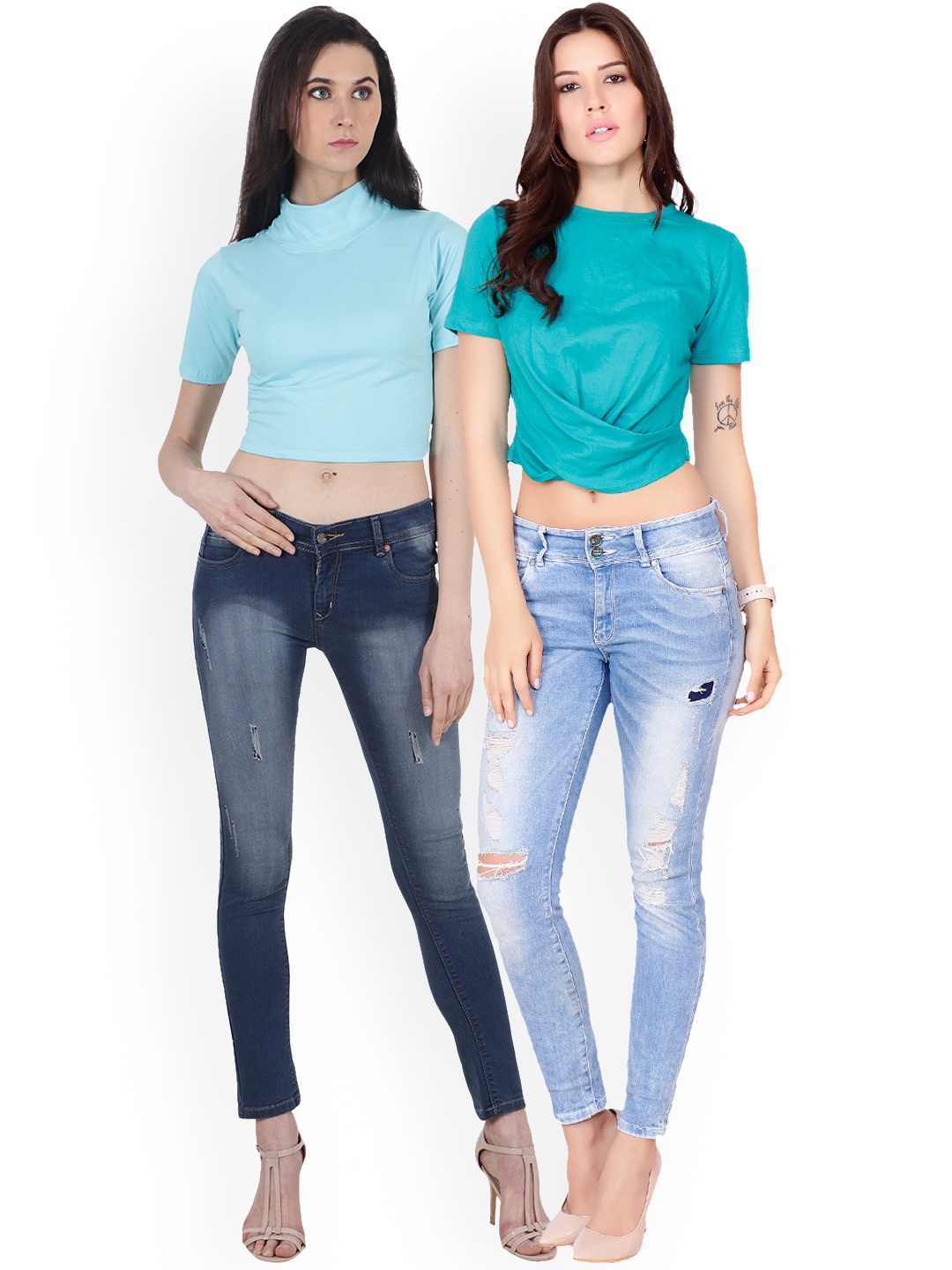 

SCORPIUS Women Pack of 2 Crop Tops, Blue