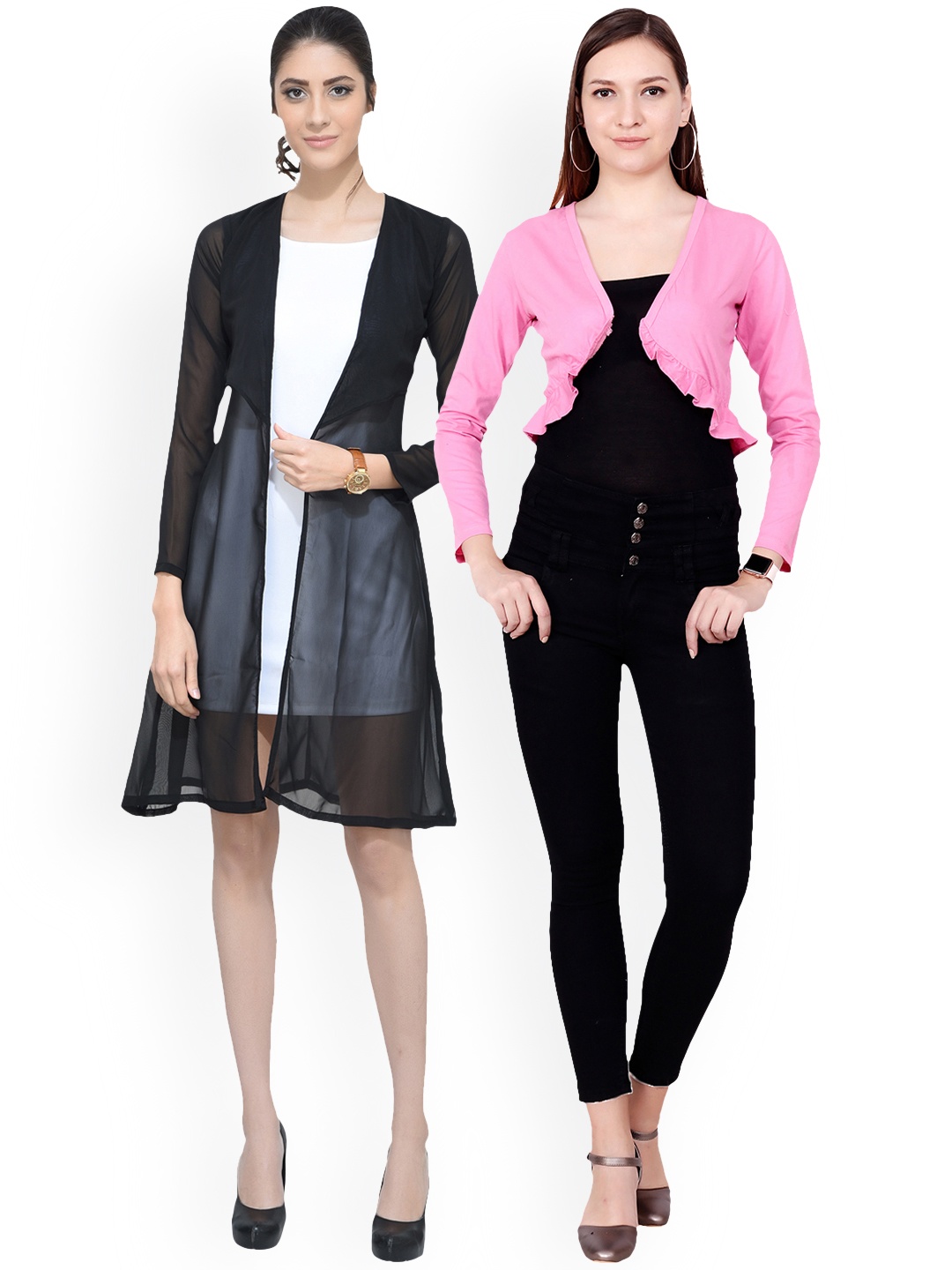

SCORPIUS Women Pack of 2 Open Front Shrugs, Pink