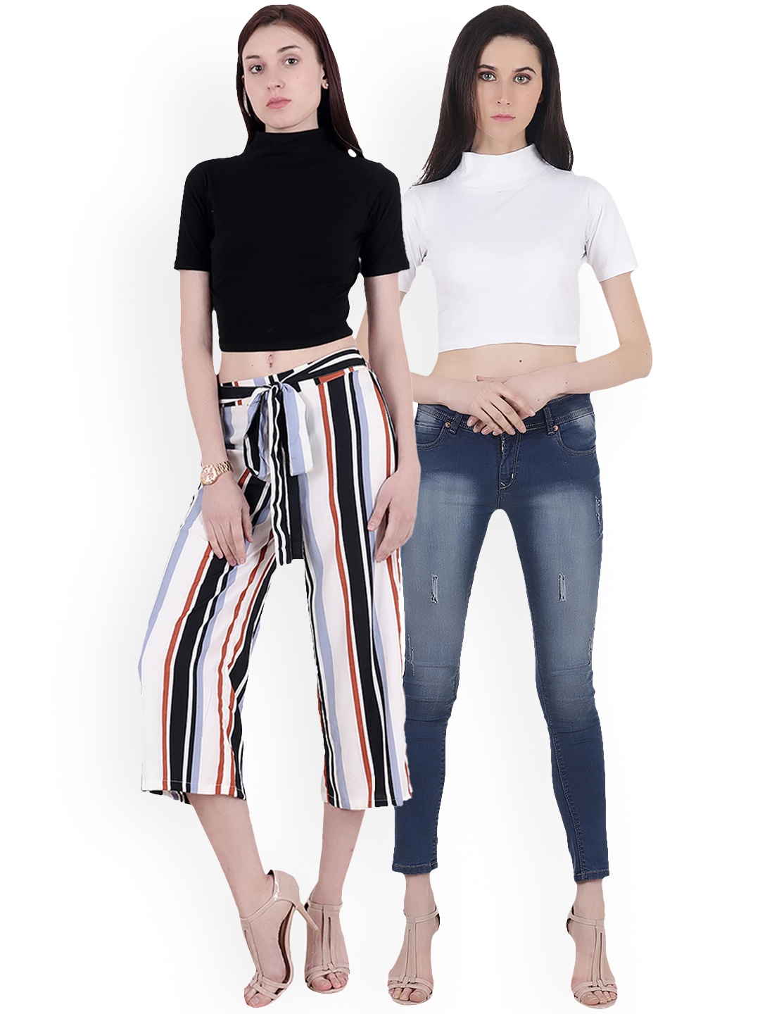 

SCORPIUS Women Pack of 2 Crop Tops, White