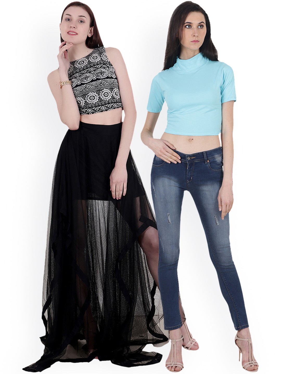 

SCORPIUS Women Pack of 2 Crop Tops, Blue