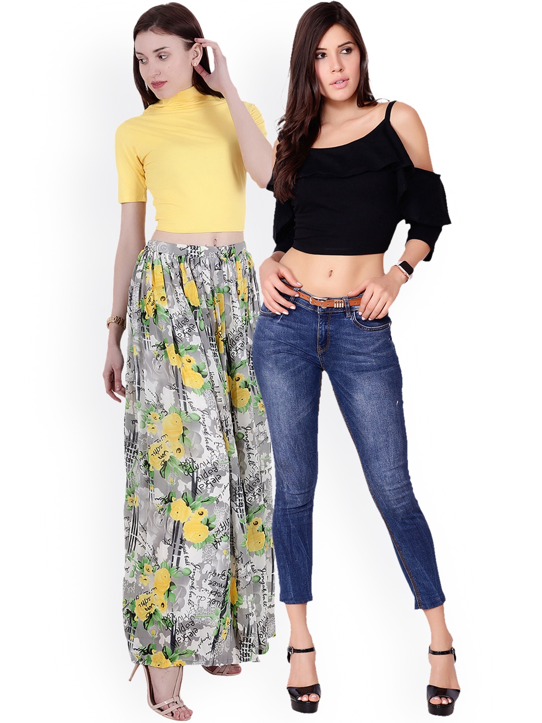 

SCORPIUS Women Pack of 2 Crop Tops, Yellow
