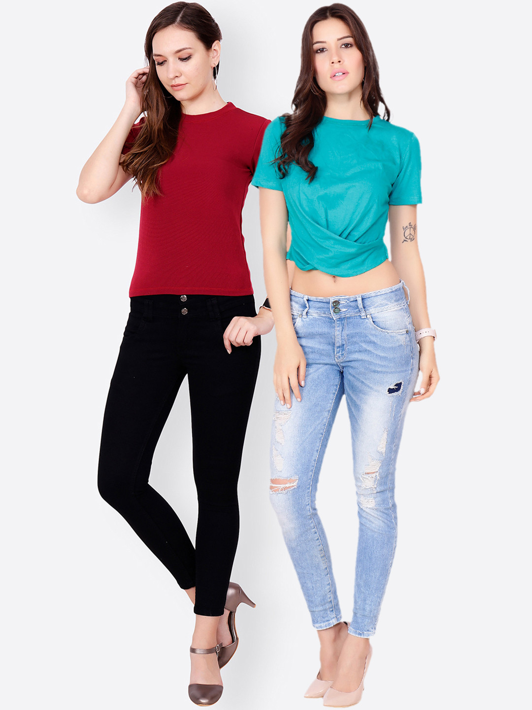 

SCORPIUS Women Pack of 2 Tops, Teal