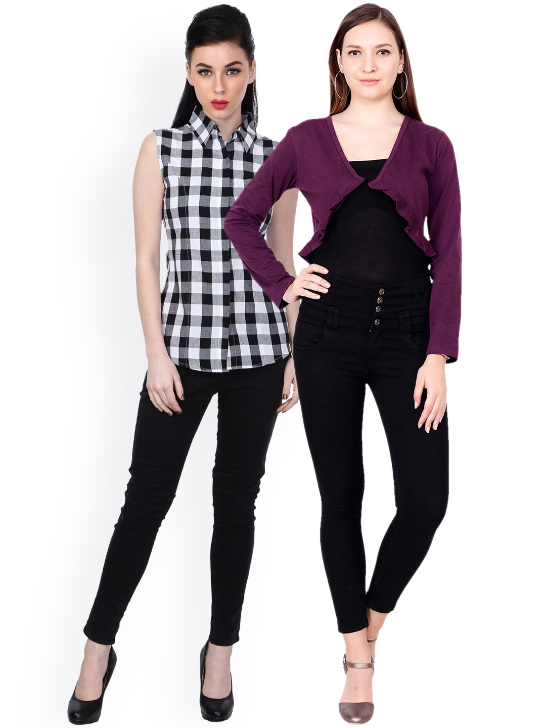 

SCORPIUS Women Pack of Shirt With Shrug, Purple