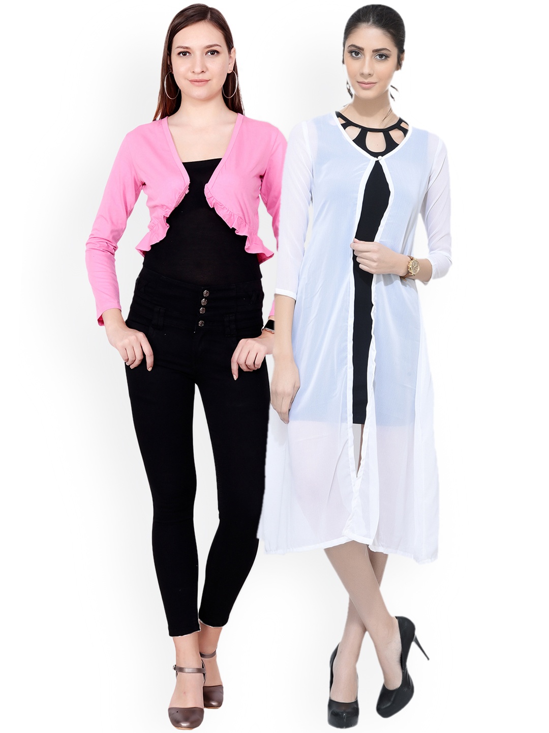 

SCORPIUS Women Pack of 2 Open Front shrugs, White