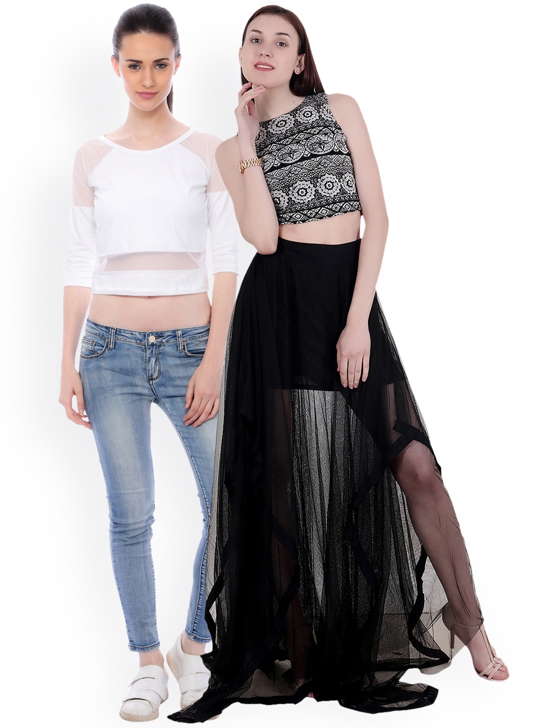 

SCORPIUS Women Pack of 2 Crop Tops, White