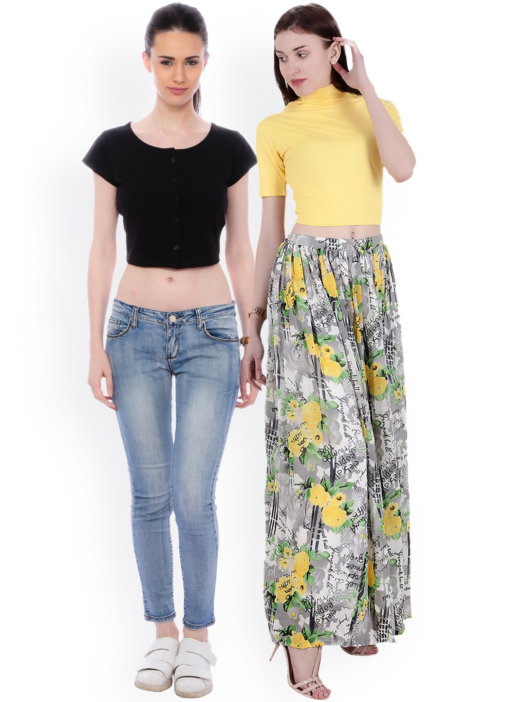 

SCORPIUS Women Pack of 2 Crop Tops, Yellow
