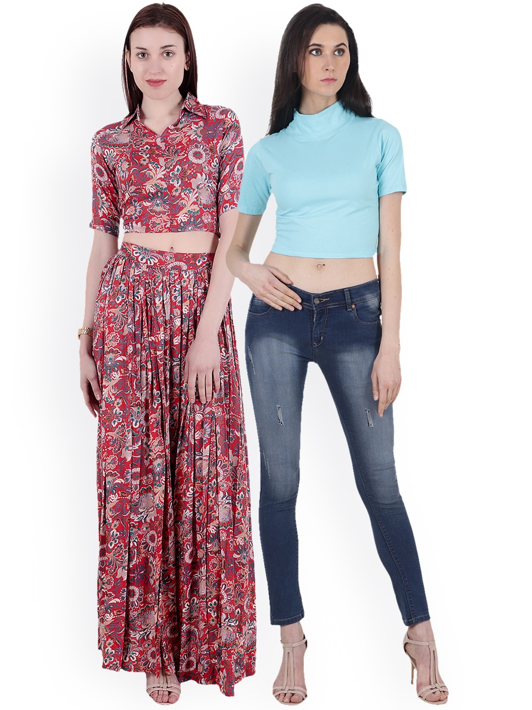 

SCORPIUS Women Pack of 2 Crop Tops, Blue