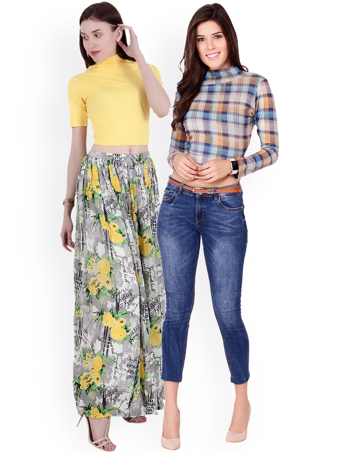 

SCORPIUS Women Pack of 2 Crop Tops, Yellow