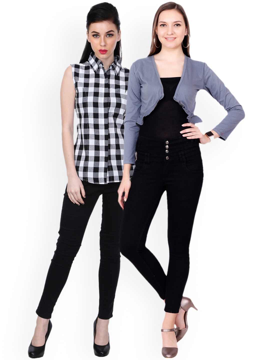 

SCORPIUS Women Pack of Shirt With Shrug, Black