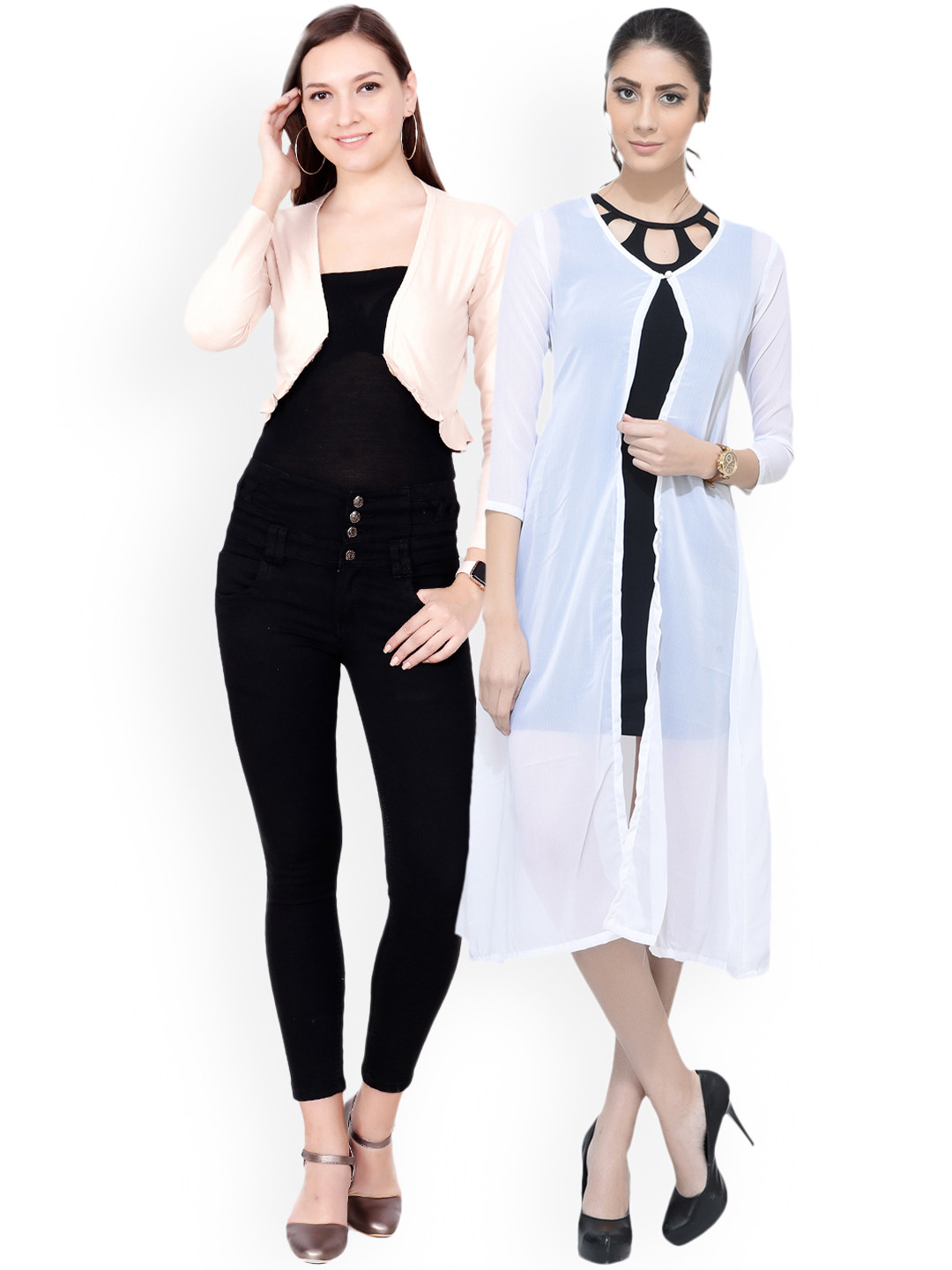 

SCORPIUS Women Pack of 2 open front shrugs, White