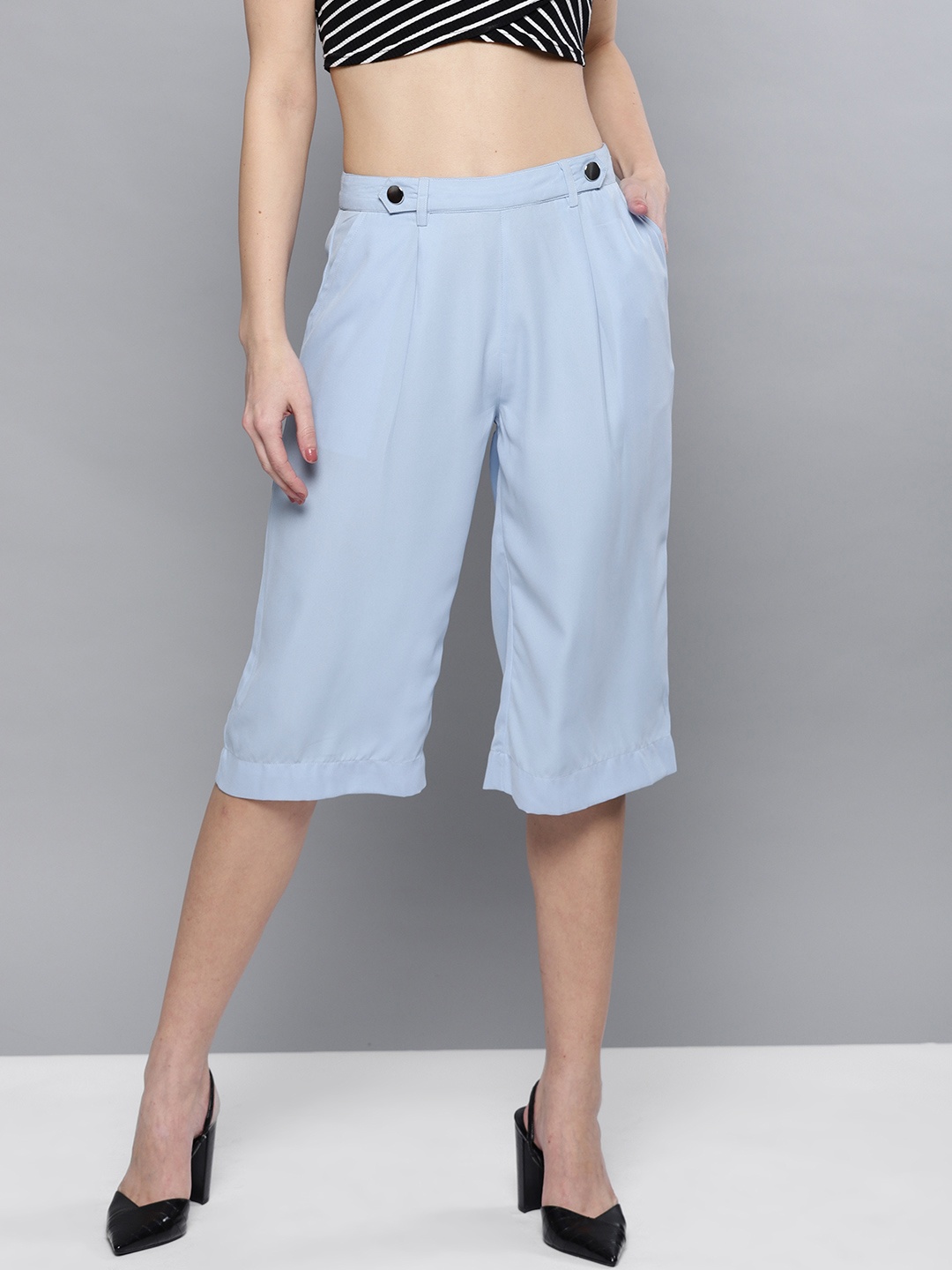

STREET 9 Women Blue Straight Fit Solid Culottes