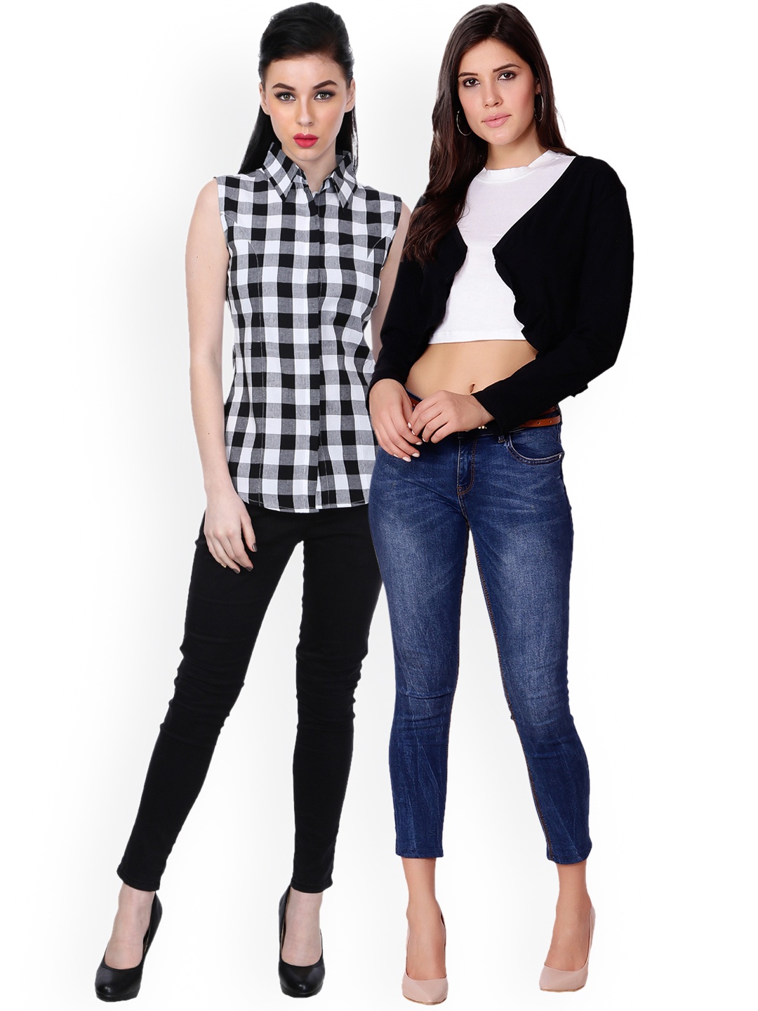 SCORPIUS Women Pack of Shirt and shrug, Black
