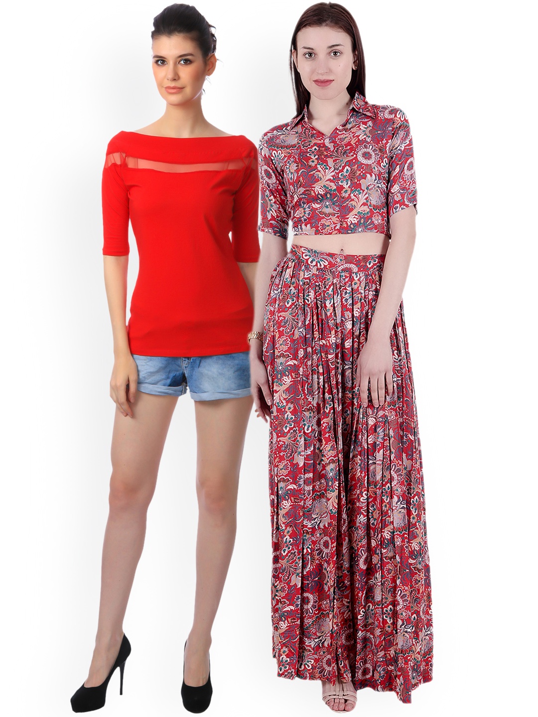 SCORPIUS Women Pack of 2 Tops, Red