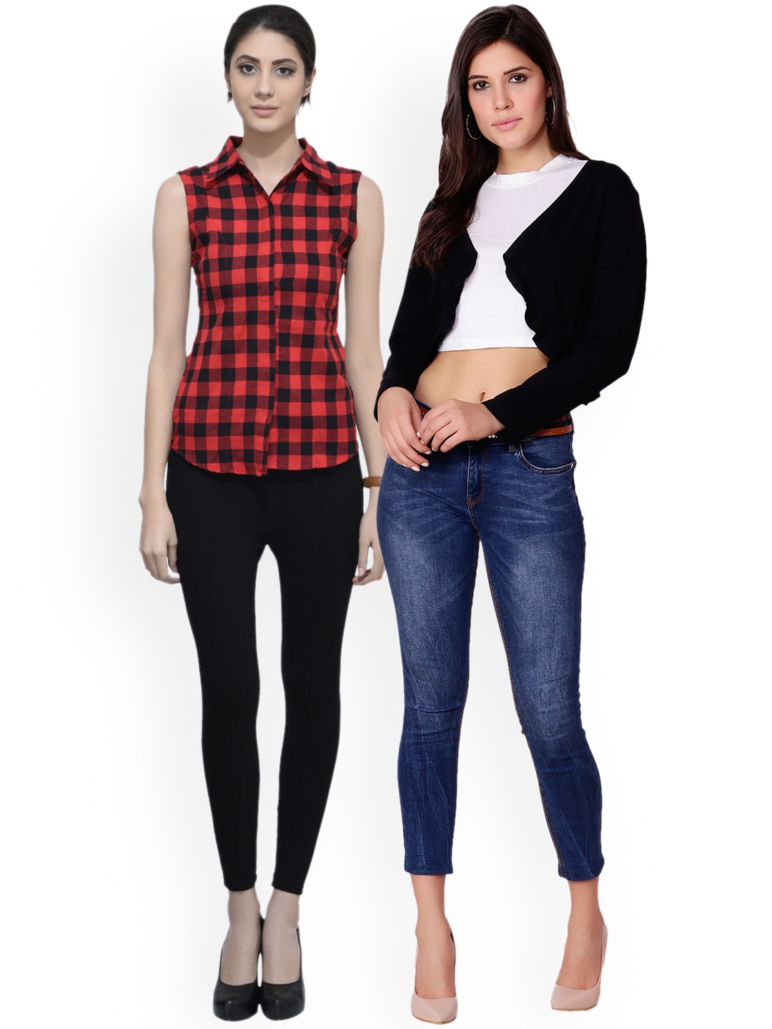 

SCORPIUS Women Pack of Shirt and shrug, Red