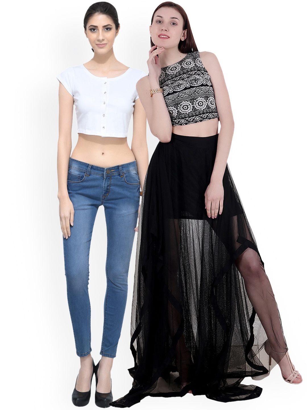 

SCORPIUS Women Pack of 2 Crop Tops, White
