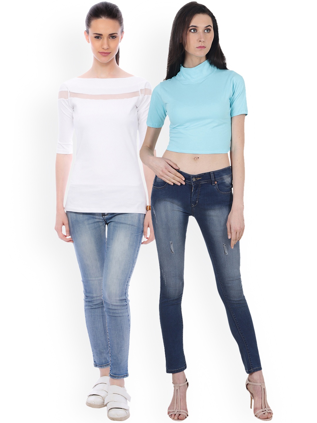 

SCORPIUS Women Pack of 2 Solid Tops, White
