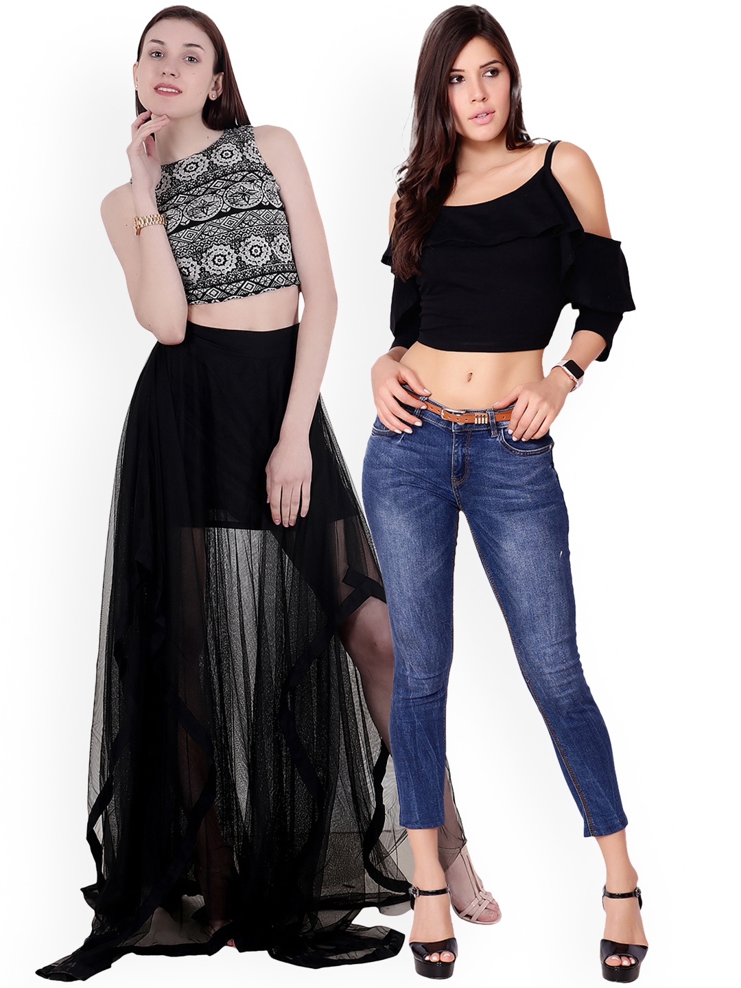 

SCORPIUS Women Pack of 2 Crop Tops, Black