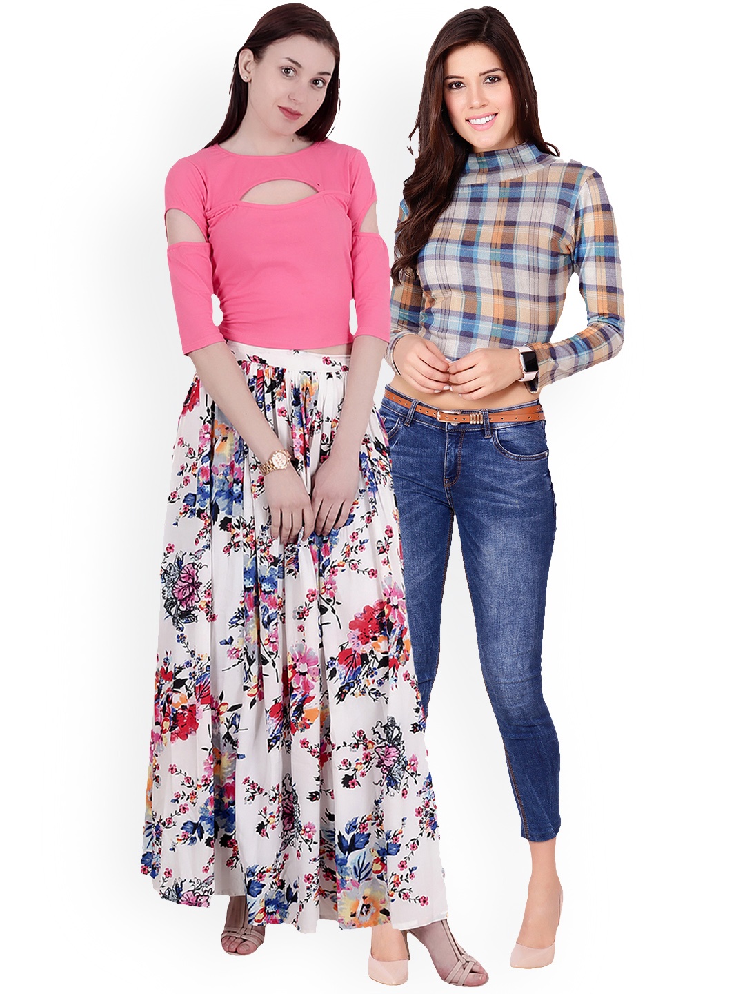 

SCORPIUS Women Pack of 2 Crop Tops, Multi
