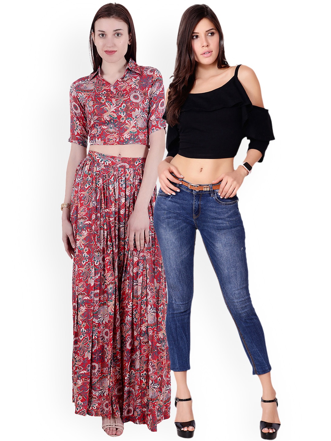 

SCORPIUS Women Pack of 2 Crop Tops, Red