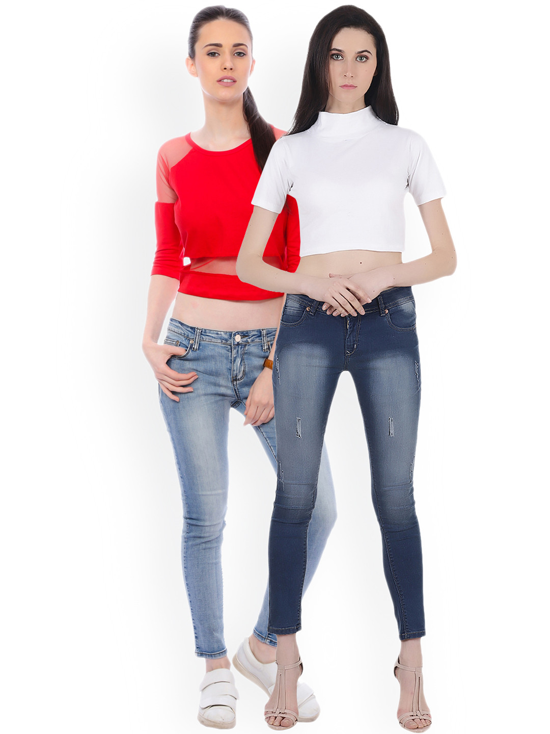 

SCORPIUS Women Pack of 2 Solid Crop Tops, White