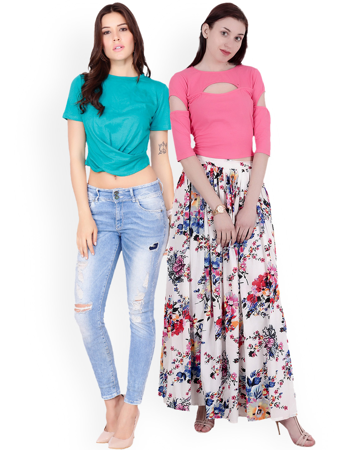 

SCORPIUS Women Pack of 2 Solid Tops, Blue