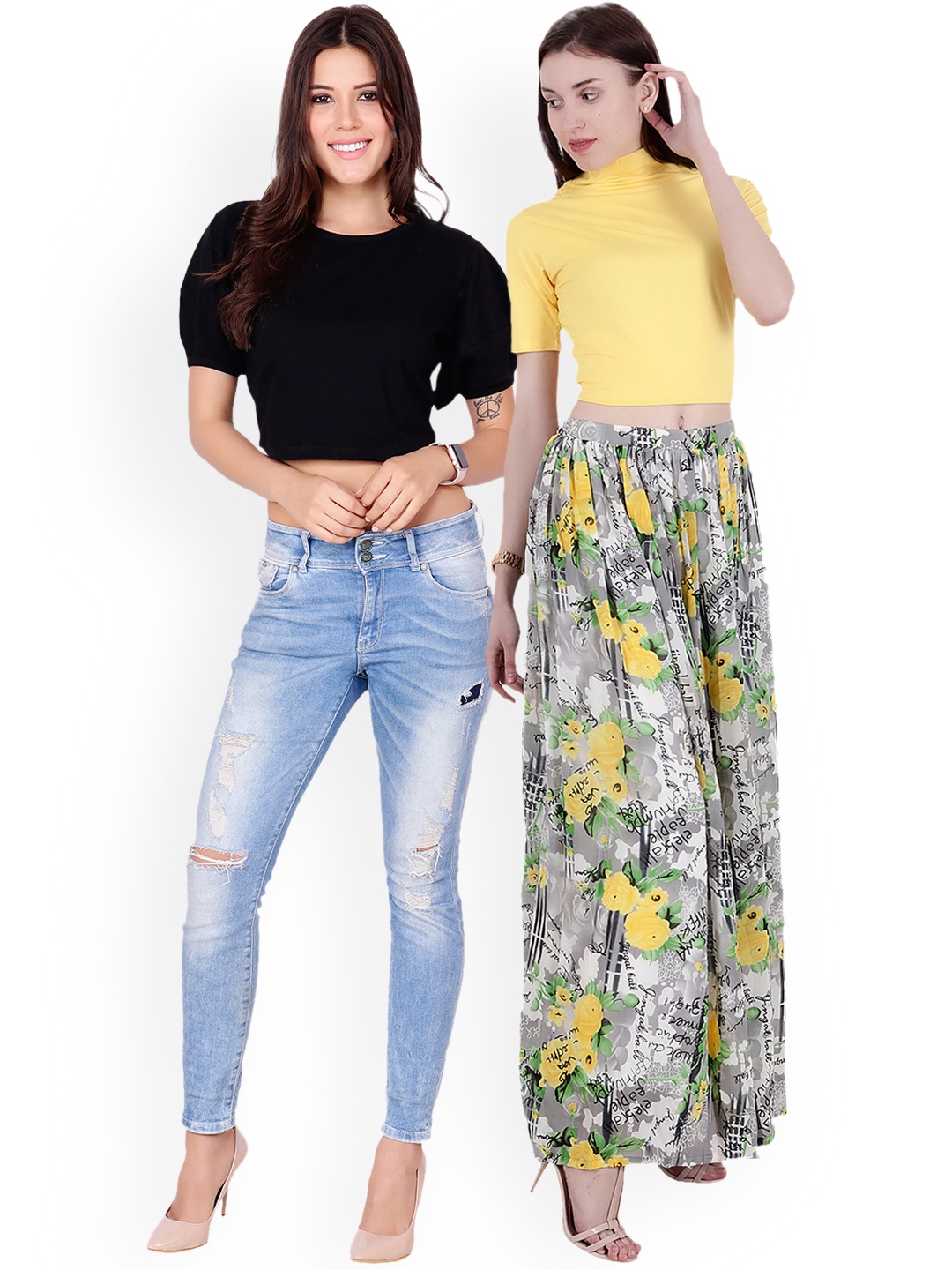 

SCORPIUS Women Pack of 2 Solid Tops, Black