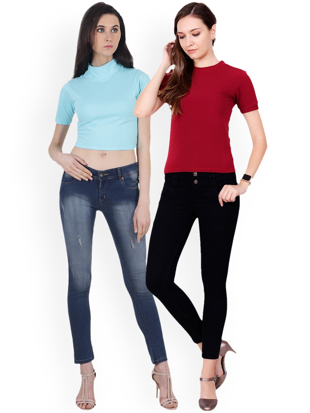 SCORPIUS Women Pack of 2 Tops, Blue