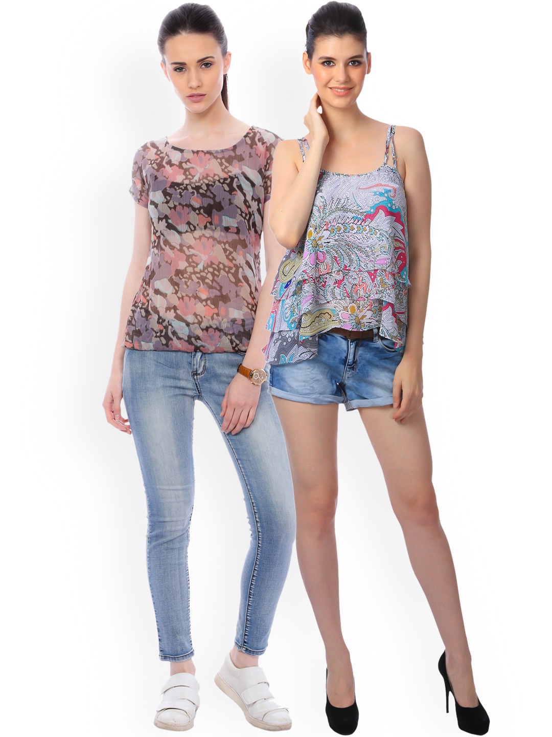 

SCORPIUS Women Pack of 2 Printed Tops, Multi