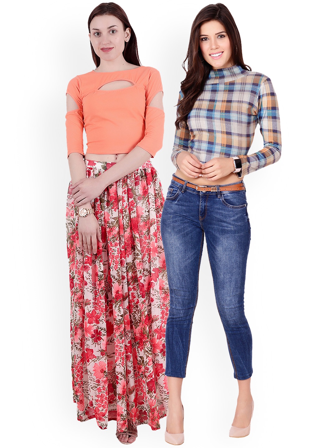 

SCORPIUS Women Pack of 2 Tops, Orange