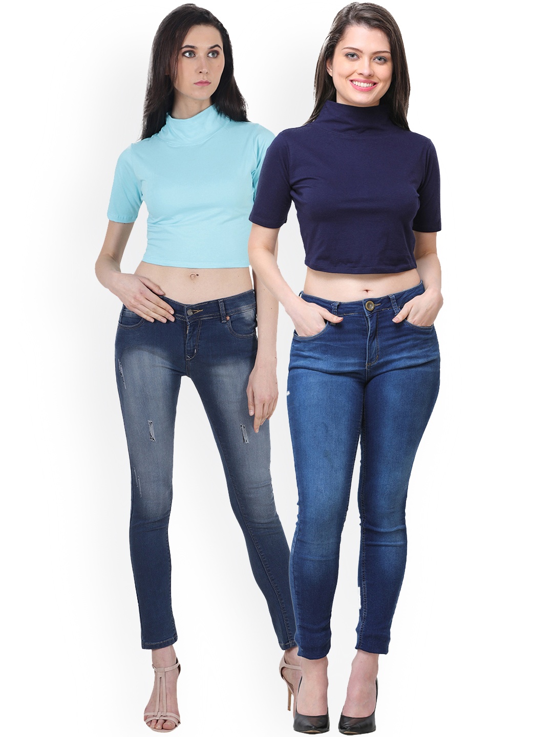 

SCORPIUS Women Pack of 2 Crop Tops, Blue