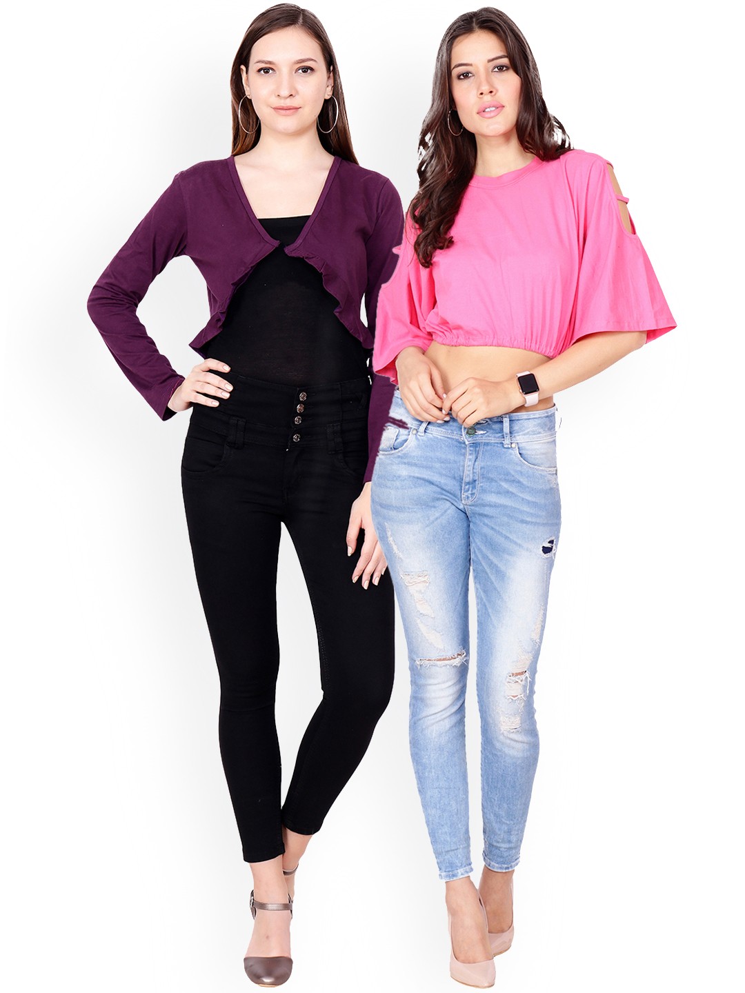 

SCORPIUS Women Pink Top with Shrug