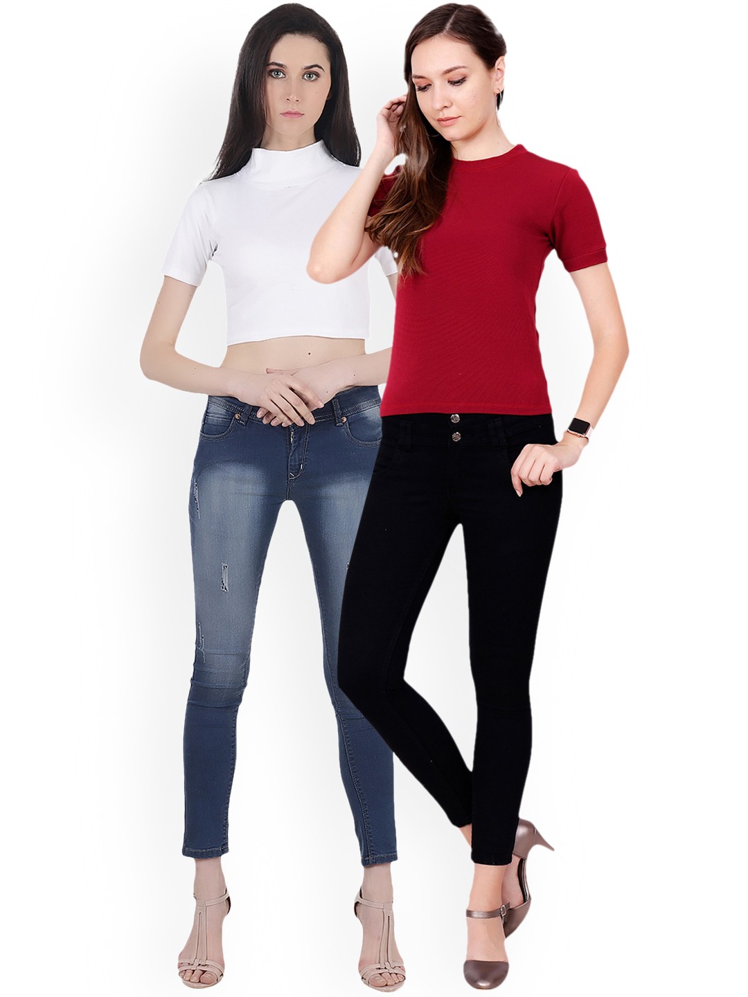 

SCORPIUS Women Pack of 2 Solid Tops, White