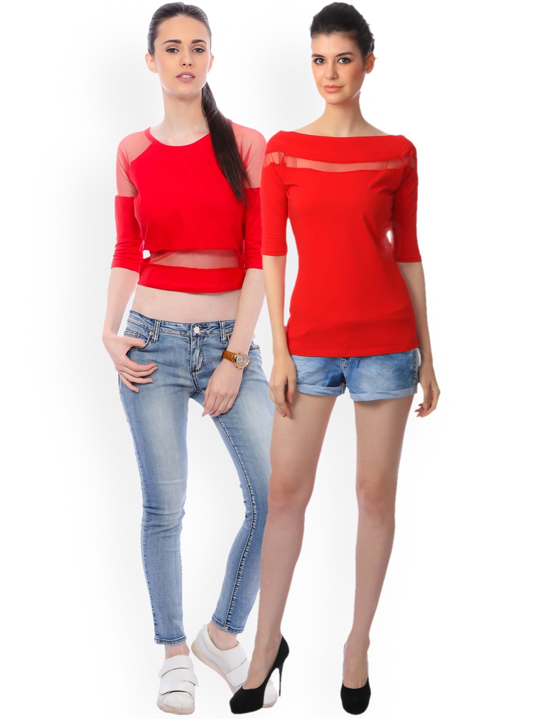 

SCORPIUS Women Pack of 2 Red Solid Tops