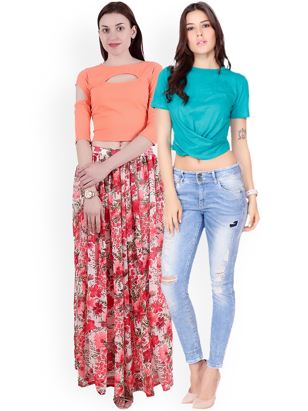 

SCORPIUS Women Pack of 2 Crop Tops, Blue