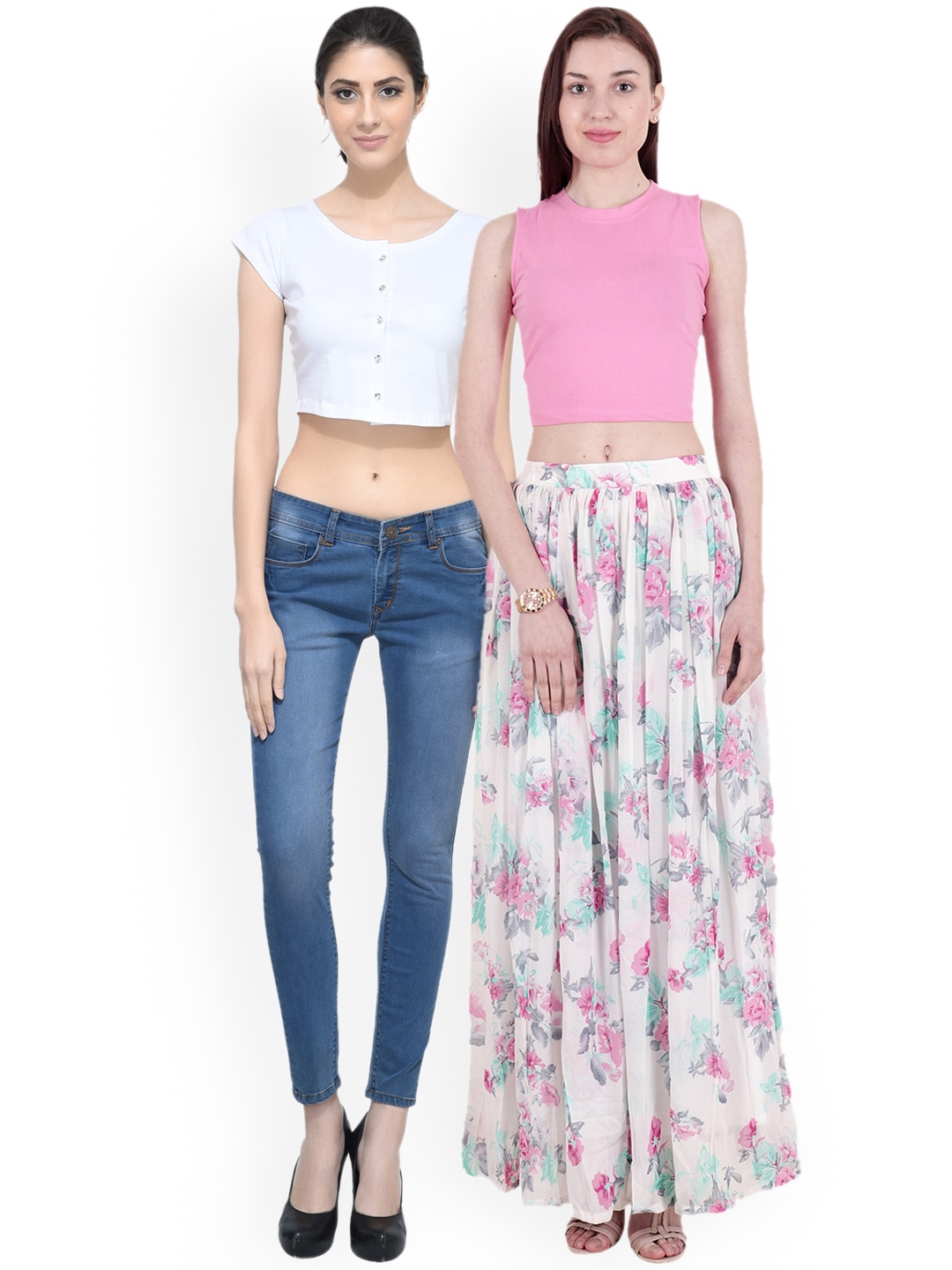 

SCORPIUS Women Pack of 2 Pure Cotton Tops, White