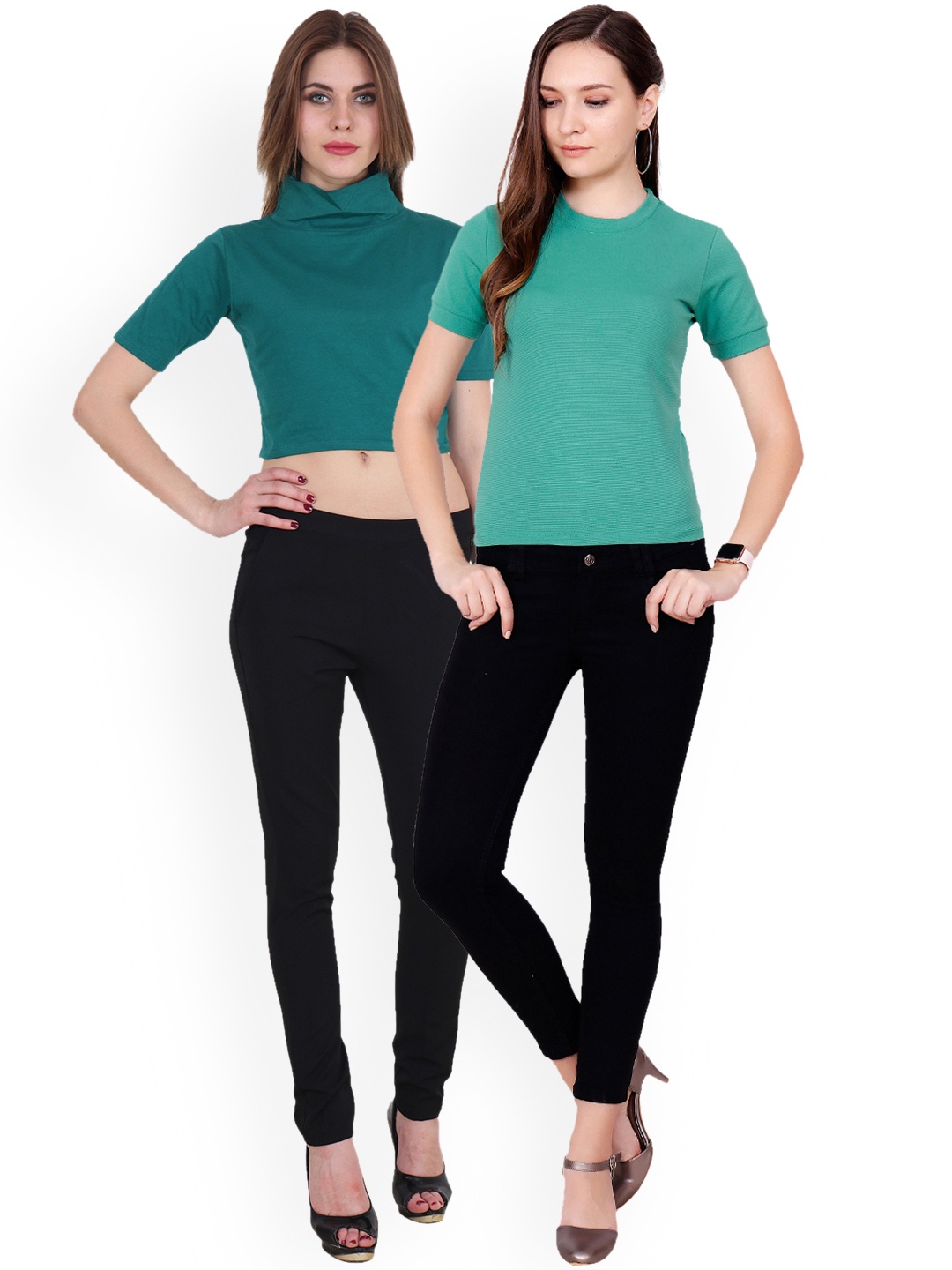 SCORPIUS Women Pack of 2 Tops, Green