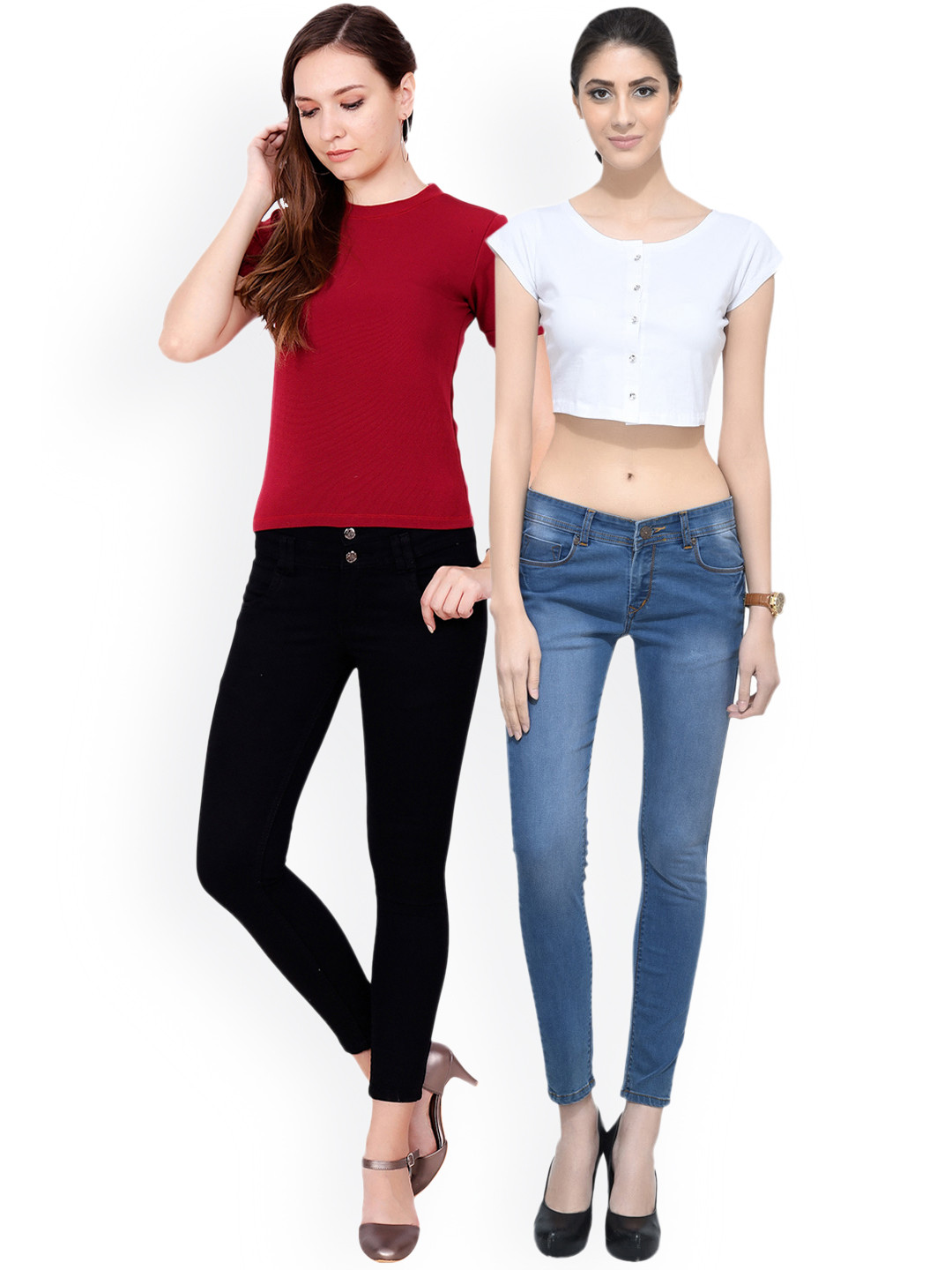 

SCORPIUS Women Pack of 2 Pure Cotton Tops, White