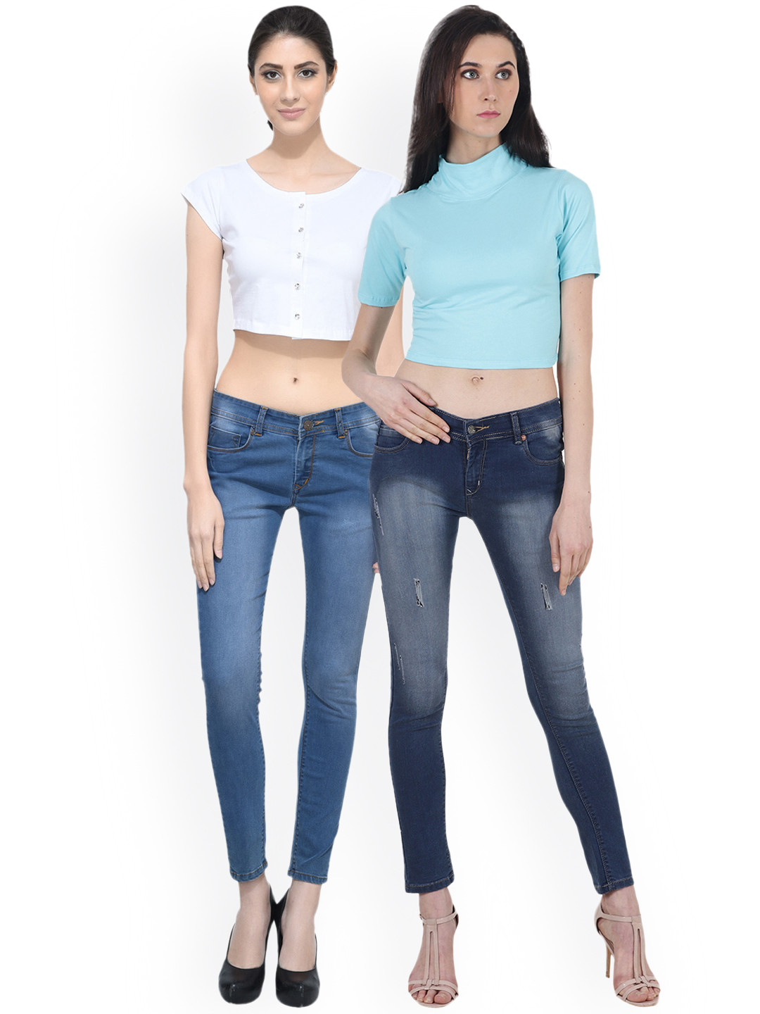 

SCORPIUS Women Pack of 2 Crop Tops, Blue