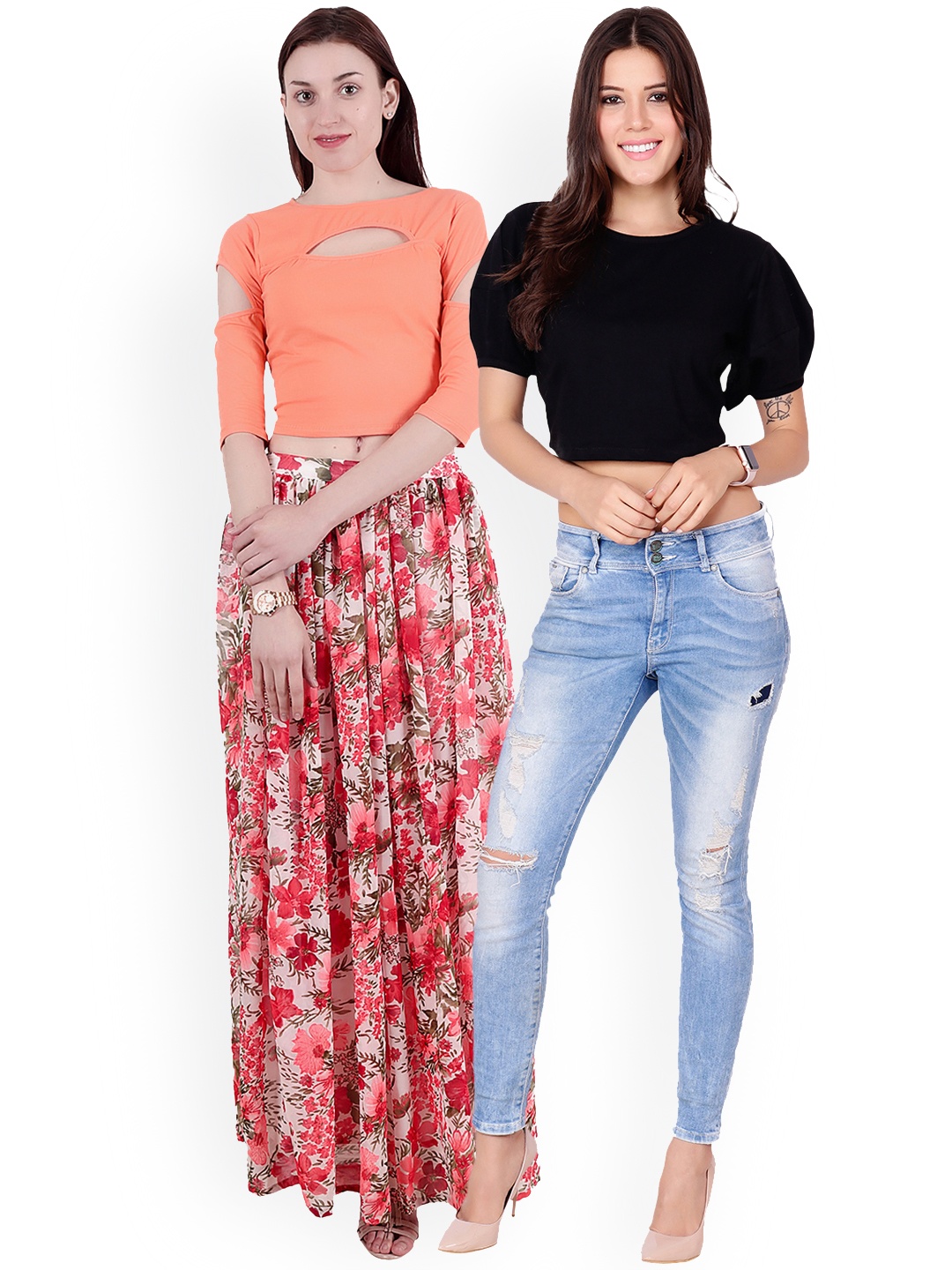 Scorpius Women Pack of 2 Crop Tops, Black