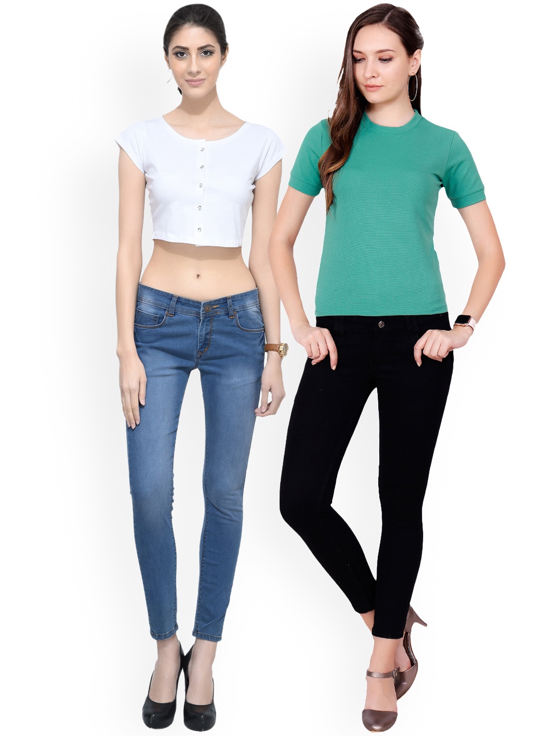 

Scorpius Women Pack of 2 Solid Pure Cotton Tops, White