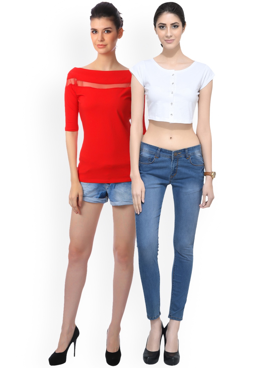 

Scorpius Women Pack of 2 Solid Pure Cotton Tops, White