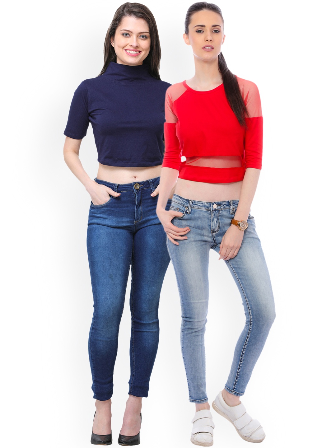 Scorpius Women Pack of 2 Pure Cotton Tops, Red