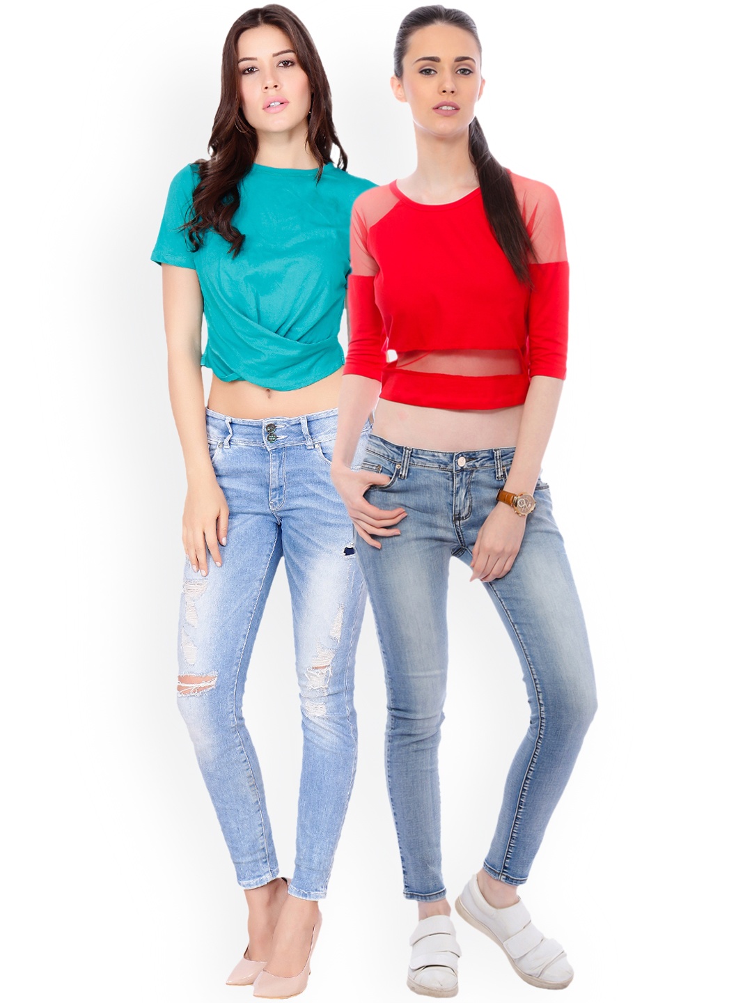

Scorpius Women Pack of 2 Solid Crop Tops, Blue