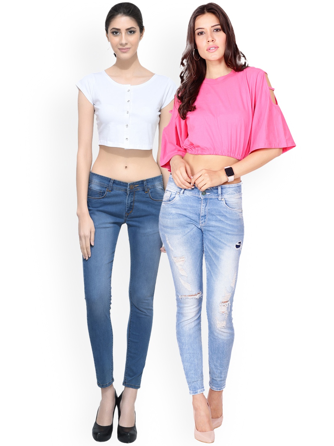 Scorpius Women Pack of 2 Pure Cotton Tops, White